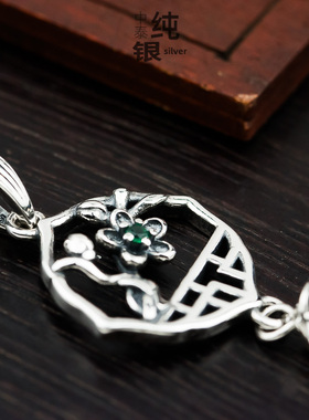 diy珍珠翡翠蜜蜡纯银吊坠空托