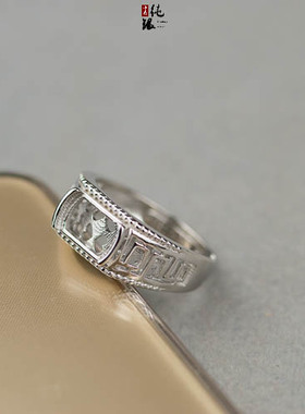 纯银琥珀蜜蜡活口情侣戒指托