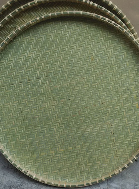 纯手工竹匾白藤捆边无孔竹匾