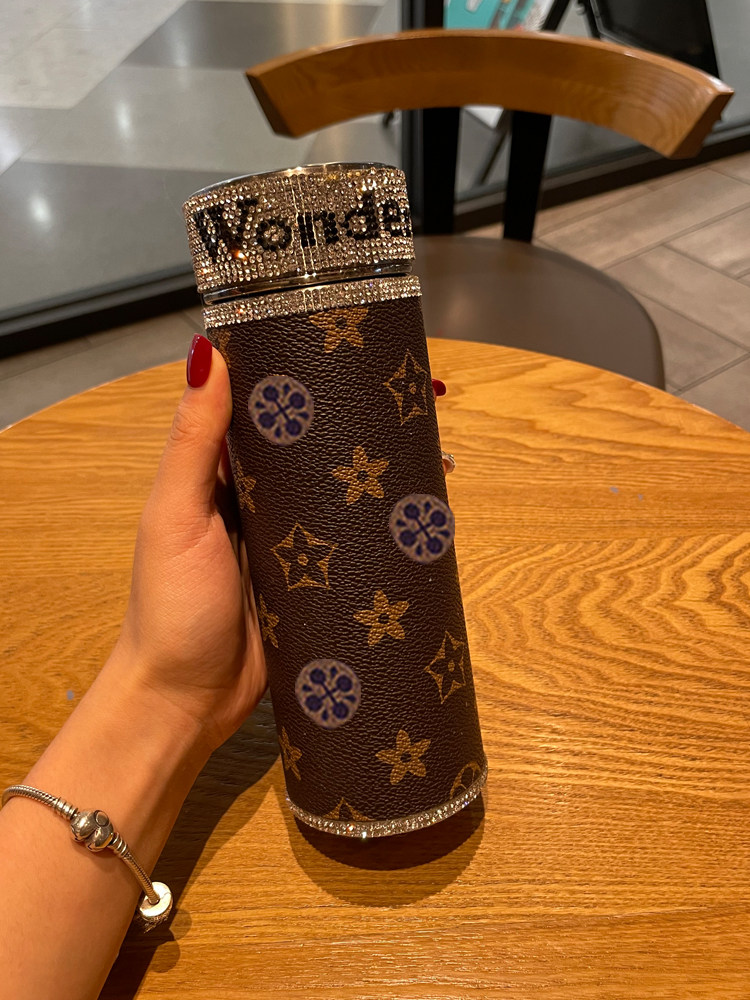 保温杯女士高颜值大容量网红水钻高端水杯宽肩带斜挎便携ins杯子,淘宝优惠券,粉丝福利购,淘宝优惠卷