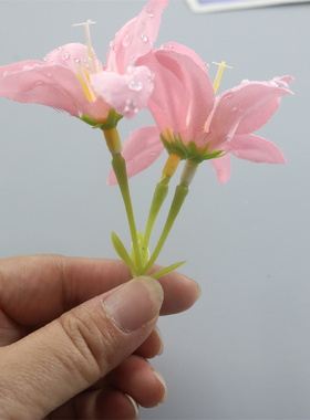 雨露水珠百合花头发簪头饰材料