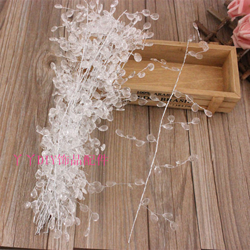 长条水滴10叉亚克力铁丝串 DIY手作婚庆发饰花环材料 长约30厘米 - 图0