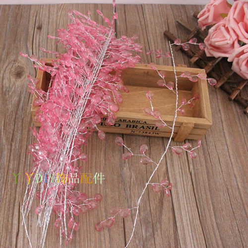 长条水滴10叉亚克力铁丝串 DIY手作婚庆发饰花环材料 长约30厘米 - 图2