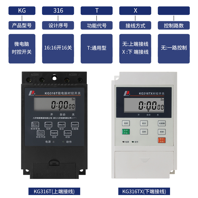 时控开关KG316T家用220V定时器380V24V12V路灯广告灯控制人民电器