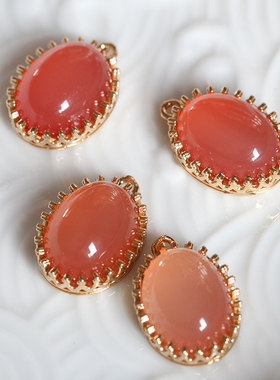 保色铜质樱桃红玛瑙挂坠吊坠项链璎珞发簪古风花影梦手工材料配件