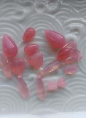 diy发簪头饰捷克粉色水滴珠