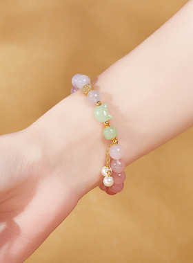 S925纯银手串女新款绯红玛瑙招财猫咪头手串生日礼物送女友X