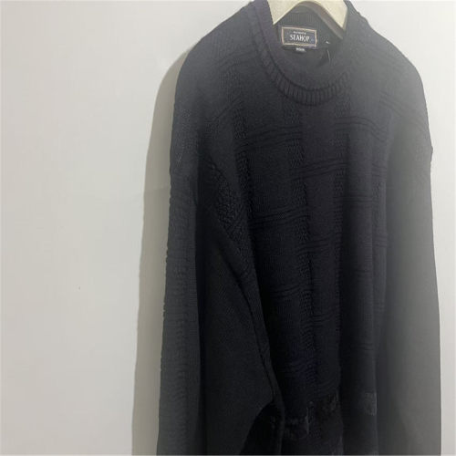【上新价168】 vintage  日本制SEAHOP毛毛拼接黑色毛衣 - 图2