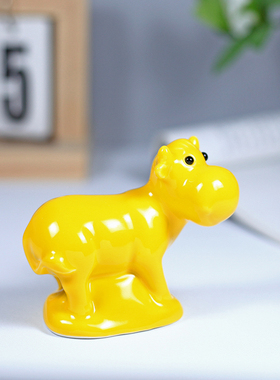 陶瓷12生肖动物黄色风水小摆件