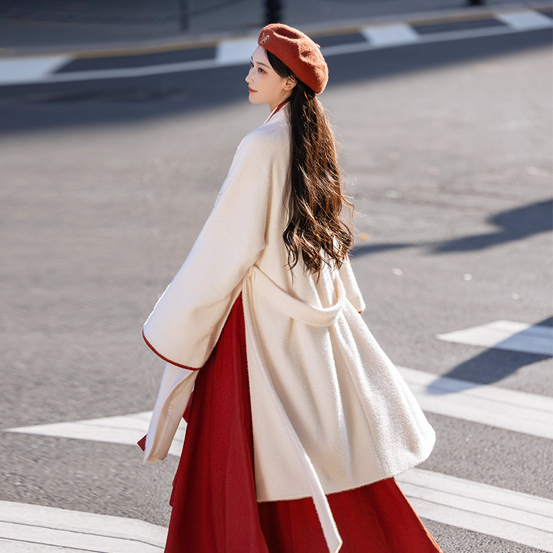 拟梦枫林醉原创国风枫叶红色宋制日常通勤有口袋战袍保暖秋冬汉服,淘宝优惠券,粉丝福利购,淘宝优惠卷