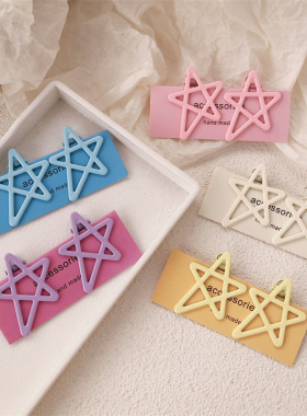 镂空糖果色少女发夹星星发卡可爱