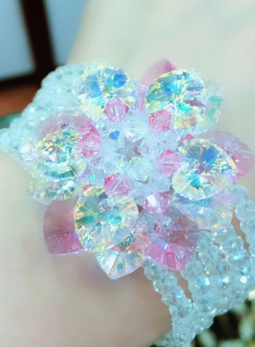 加宽遮纹身水晶弹力透气手环