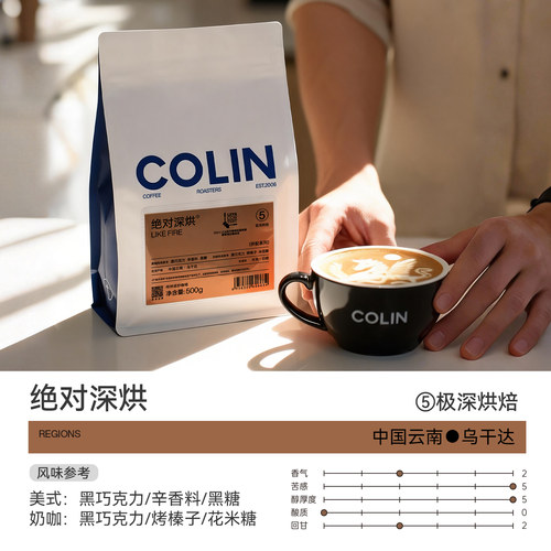 【醇香组合装】柯林咖啡太阳黑子绝对深烘意式拼配意式浓缩咖啡豆 - 图1