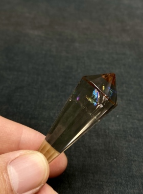 天然水晶吊坠 茶晶彩虹阿赛灵摆吊坠套链 水晶挂件 毛衣链 项链