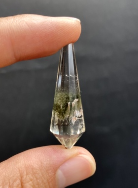 天然水晶灵摆吊坠 绿幽灵灵摆吊坠 水晶挂件 毛衣链项链 一物一图