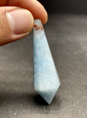 天然水晶吊坠 海蓝宝灵摆吊坠套链 水晶挂件 毛衣链项链 一物一图