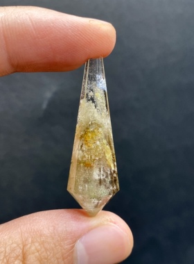 天然水晶灵摆 黄白幽灵灵摆吊坠 水晶挂件 毛衣链项链 一物一图