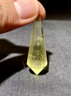 天然水晶 利比亚陨石灵摆吊坠套链 水晶挂件毛衣链项链 一物一图