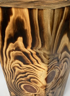 碳化乡村风全实木六角餐凳树墩