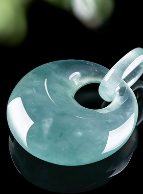 天然A货翡翠蓝水平安扣吊坠女款ins轻奢小众设计感