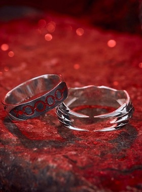 黑王华铠戒指男款二次元动漫卡通人物食指戒时尚简约二合一指环