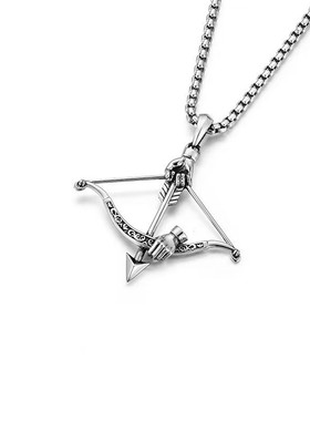 欧美跨境立体弓箭项链个性不锈钢男式项链嘻哈小众高级感吊坠项链