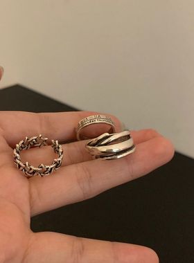 复古ins做旧罗马数字戒指女三件套小众设计冷淡风学生食指戒尾戒