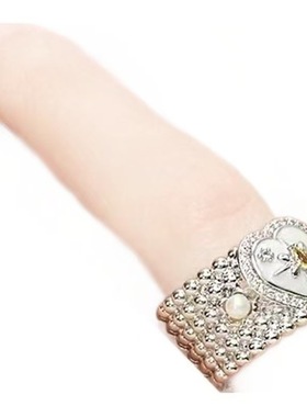 爱心宽版简约珍珠六芒星个性开口可调节食指戒指女高级感设计戒指