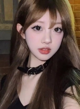 皮质项圈女choker性感PU颈链牵引绳小众设计朋克风锁骨链