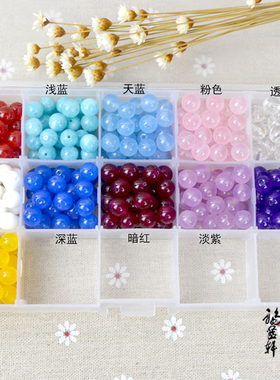 diy天然水晶玉髓蓝色项链散珠