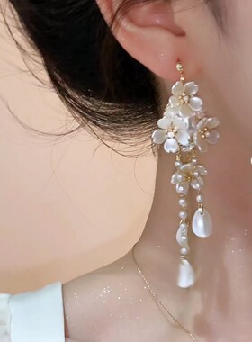 朵长款耳环仙女百搭温柔花瓣流苏