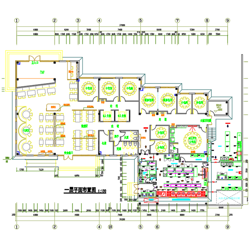 上海商用厨房图纸设计CAD平面水电三维图饭店食堂面馆火锅店厨房-图3