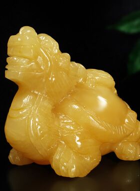 天然黄玉龙龟摆件招财客厅玄关