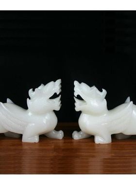 白玉飞天貔貅阿富汗摆件客厅玉石