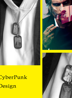 cyberpunk赛博朋克军牌项链男潮