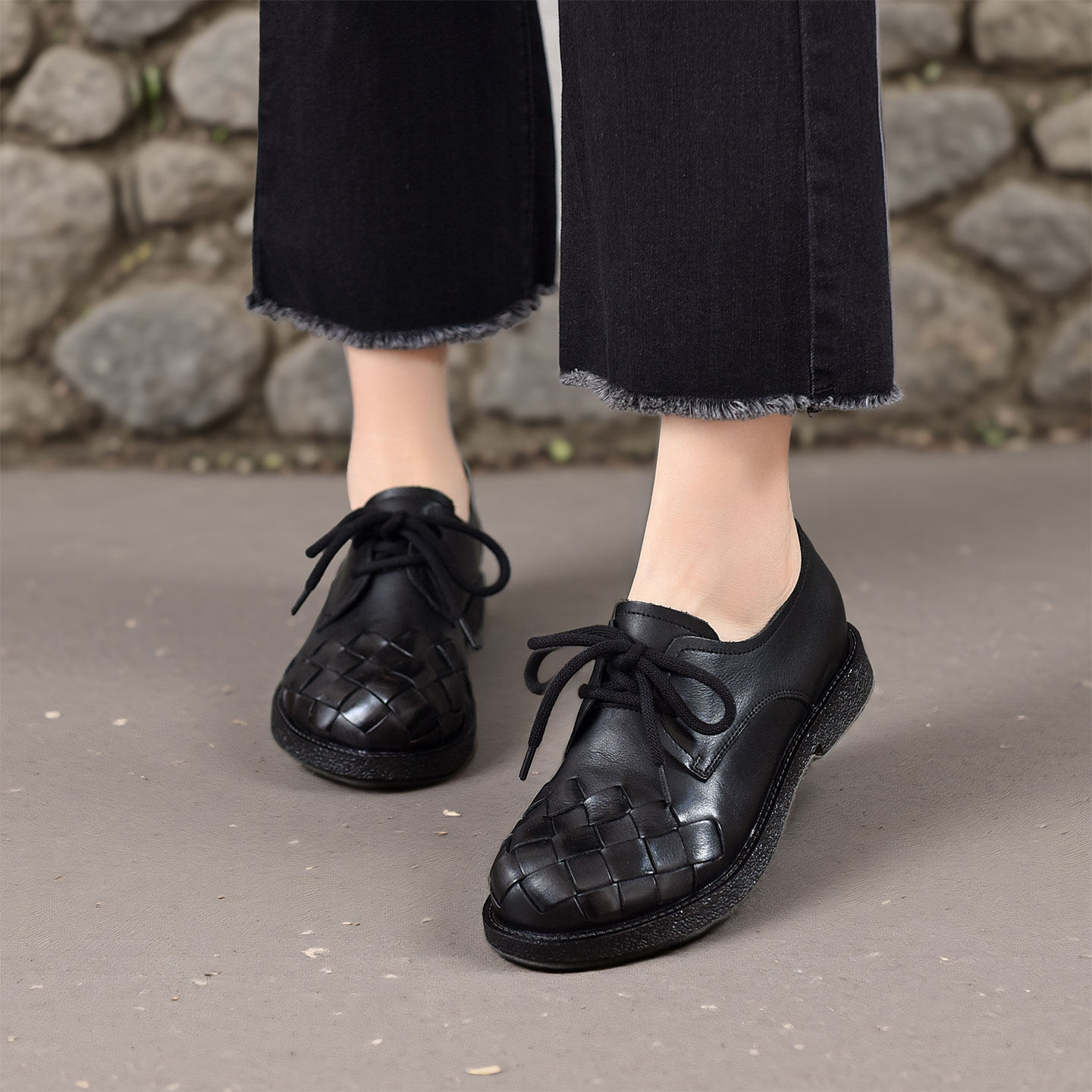 四起哥2026春季英伦风编织圆头深头层牛皮单鞋女复古系带小皮鞋潮,淘宝优惠券,粉丝福利购,淘宝优惠卷