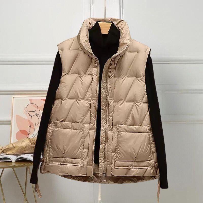 轻奢轻薄立领拉链羽绒马甲女外穿秋冬新款大码韩版百搭保暖外套潮,淘宝优惠券,粉丝福利购,淘宝优惠卷
