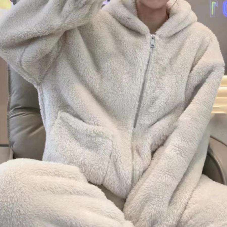 轻奢超火冬装一整套可外穿珊瑚绒睡衣女加绒加厚保暖两件套家居服,淘宝优惠券,粉丝福利购,淘宝优惠卷