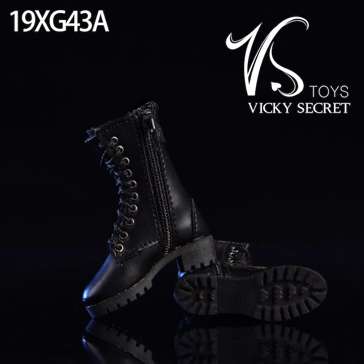 VSTOYS 1/6拉链中筒靴19XG43皮靴鞋子女模型兵人素体用偶空心靴-图2