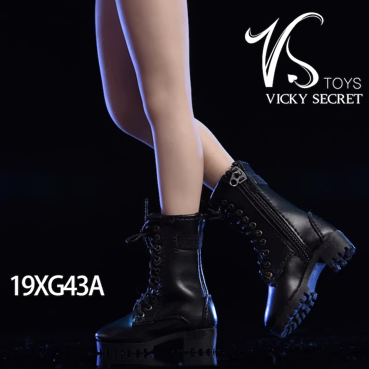 VSTOYS 1/6拉链中筒靴19XG43皮靴鞋子女模型兵人素体用偶空心靴-图0