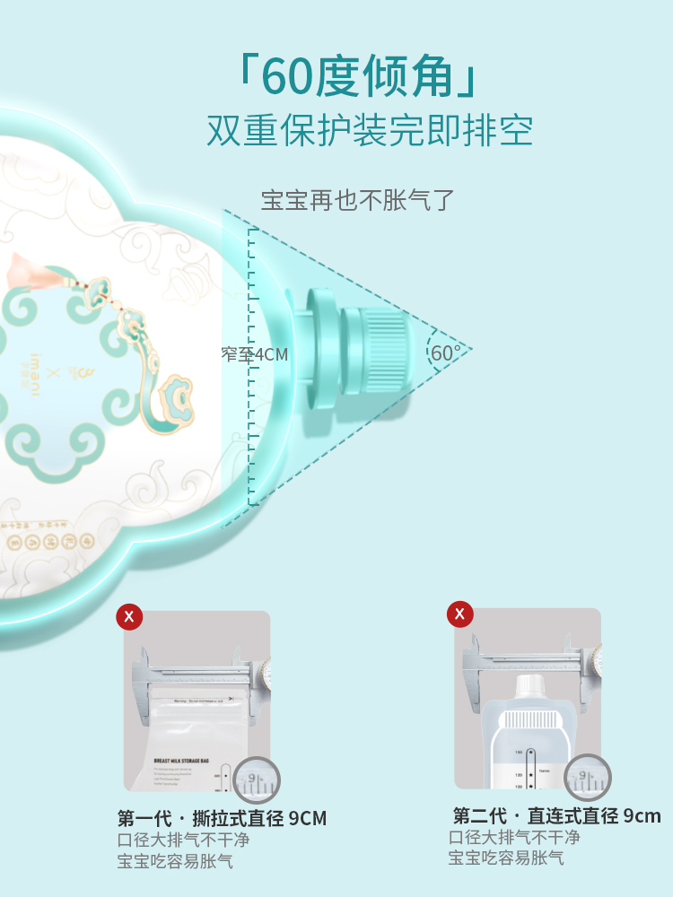 哺哺家imani纳米银母乳保鲜储奶袋有效抑菌99%200ml一盒30片 - 图0