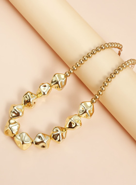 Norns欧美夸张轻奢金属感不规则串珠CCB项链几何异形项饰套装