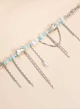 Norns欧美异型串珠拼接CCB项链性感辣妹街拍短款necklace流苏链