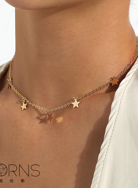 五角星流苏吊饰锁骨链