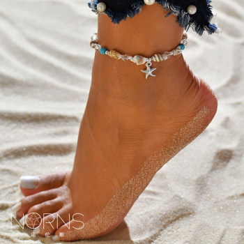 Norns bohemian seaside resort ແບບຫາດຊາຍ anklet starfish pendant conch shell turquoise anklet anklet