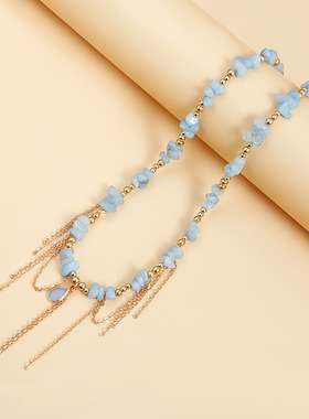 不规则天然石金属流苏