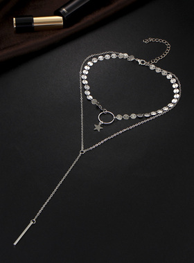 显瘦五角星吊坠欧美流苏锁骨链