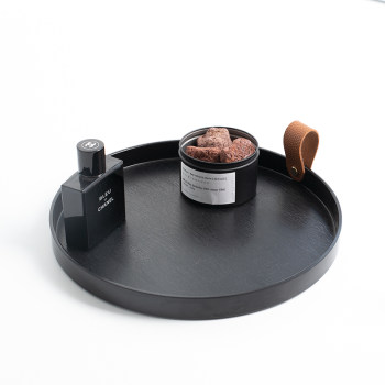 Nordic Leather handler round tray house water cup storage tray aromatherapy desktop storage tray ຖາດຫມາກໄມ້