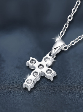 莫桑钻银十字架项链小众设计