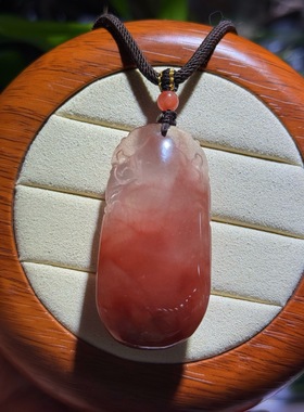 天然红水晶观音吊坠晶体通透红润 自在观音尺寸52.3-25.6-16.7mm